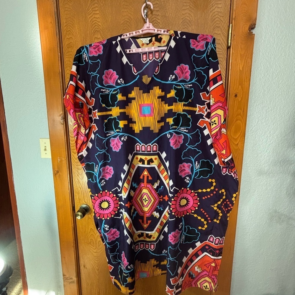 Boho Gypsie Blu Vibrant Patterned Tunic Dress